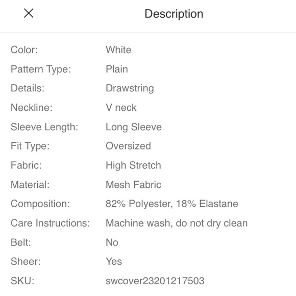 SHEIN Women’s Swim Mesh Drawstring Ruched Cover-Up with Bow - white, size M - Picture 10 of 10